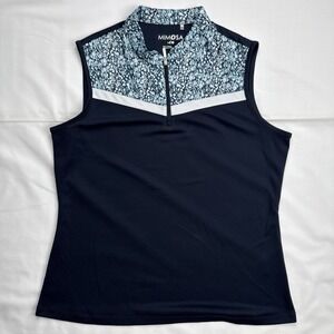 Mimosa By N'vo Sleeveless Blue Print Poli Shirt XL‎